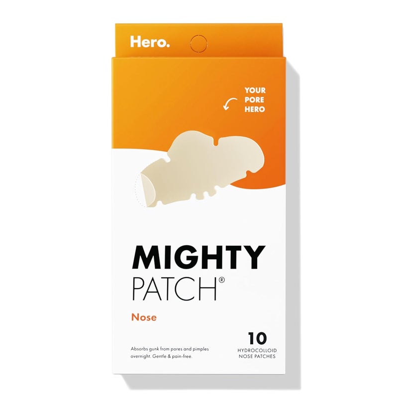 Mighty Patch Nose Pimple Patches from Hero Cosmetics, Large Hydrocolloid Pore Strips, Dermatologist Approved, Overnight, Pimple Stickers to Absorb Acne Nose Gunk, 10 Count - Image 1